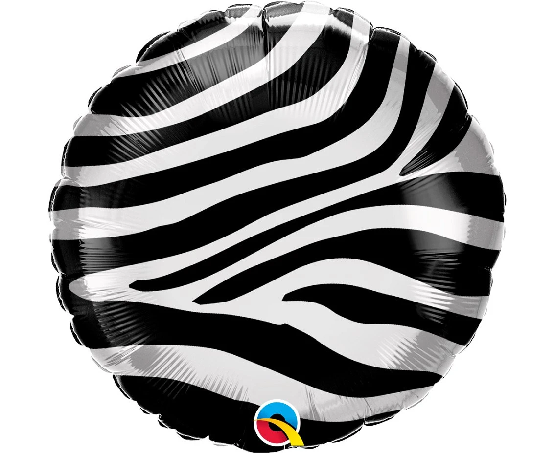 Foil balloon 18" QL RND Zebra stripes pattern EOL