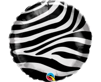 Foil balloon 18" QL RND Zebra stripes pattern EOL