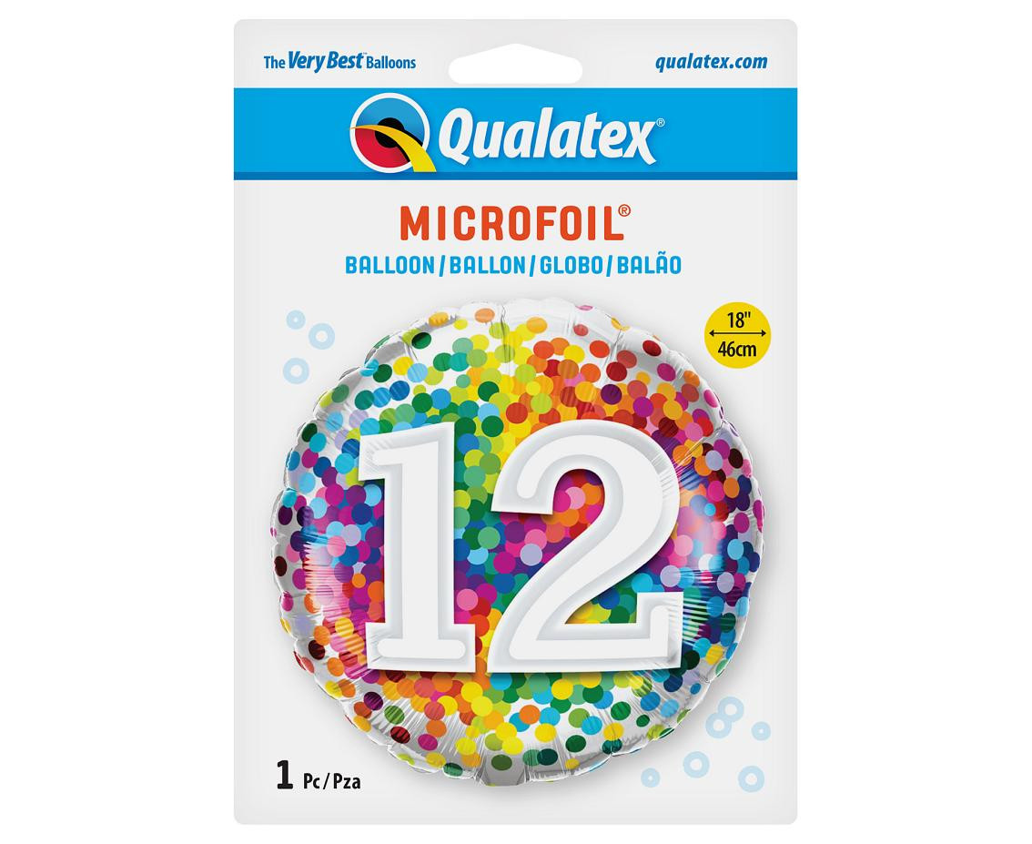 Foil balloon 18" QL RND Rainbow confetti 12 EOL