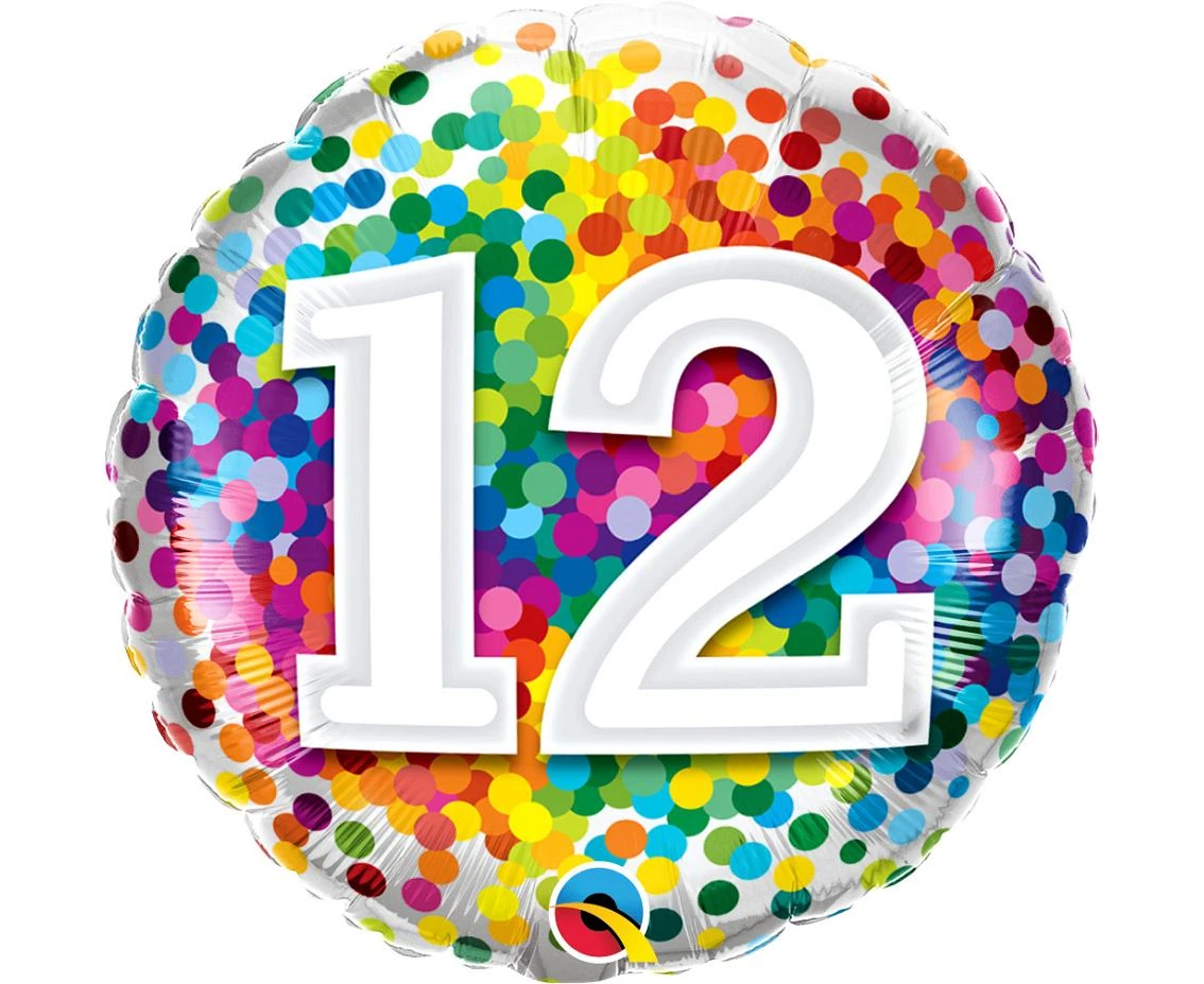 Foil balloon 18" QL RND Rainbow confetti 12 EOL