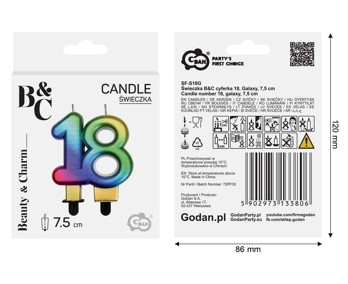 Candle number 18, galaxy, 7,5 cm