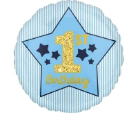 Foil balloon 18" CIR - 1 st Birthday, blue EOL