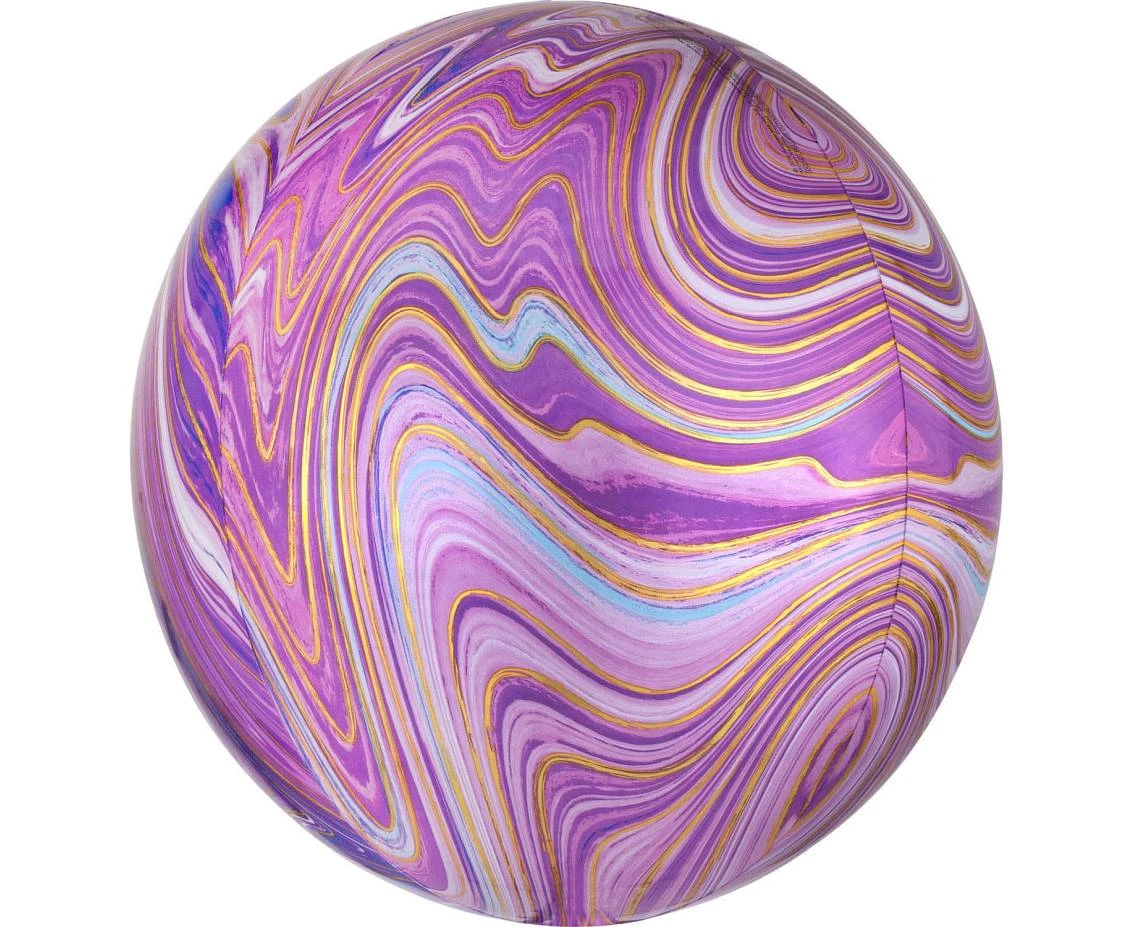 Foil balloon ORBZ Marblez - purple ball EOL