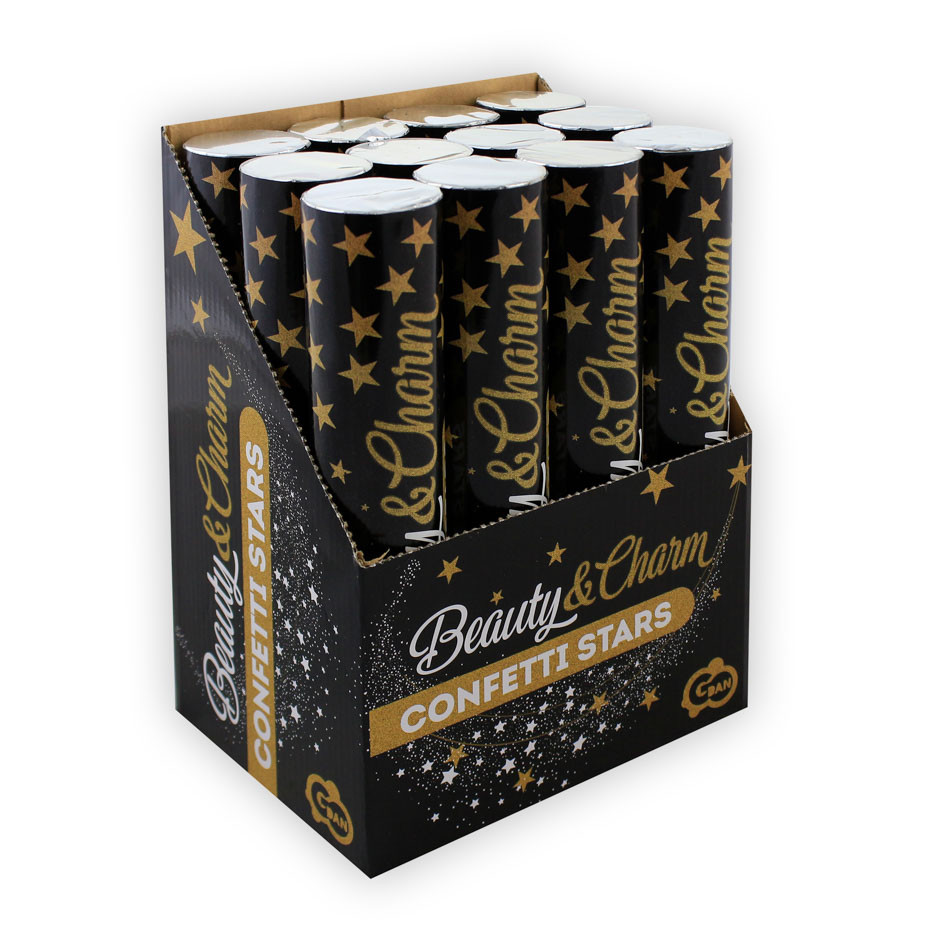 Confetti cannon Gold Stars (3 cm), 30 cm