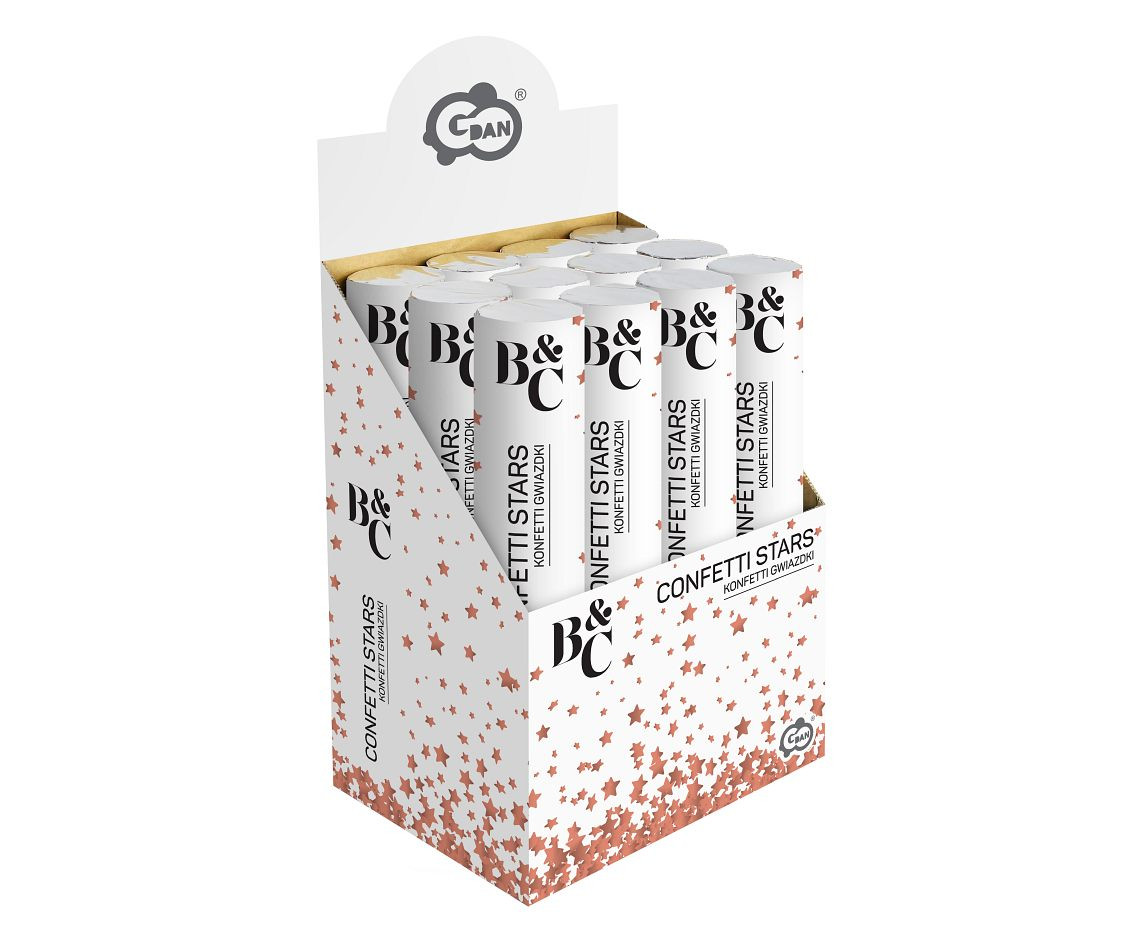Foil Confetti cannon Rose Gold Stars, 30 cm