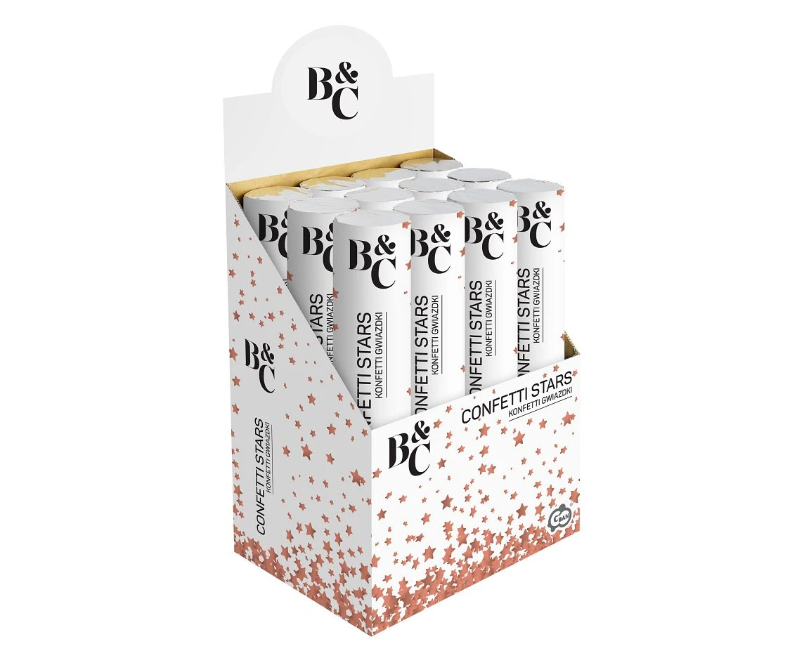 Foil Confetti cannon Rose Gold Stars, 30 cm