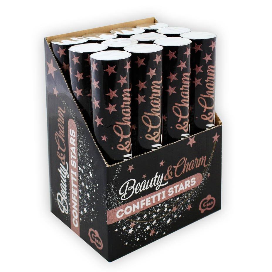 Foil Confetti cannon Rose Gold Stars, 30 cm