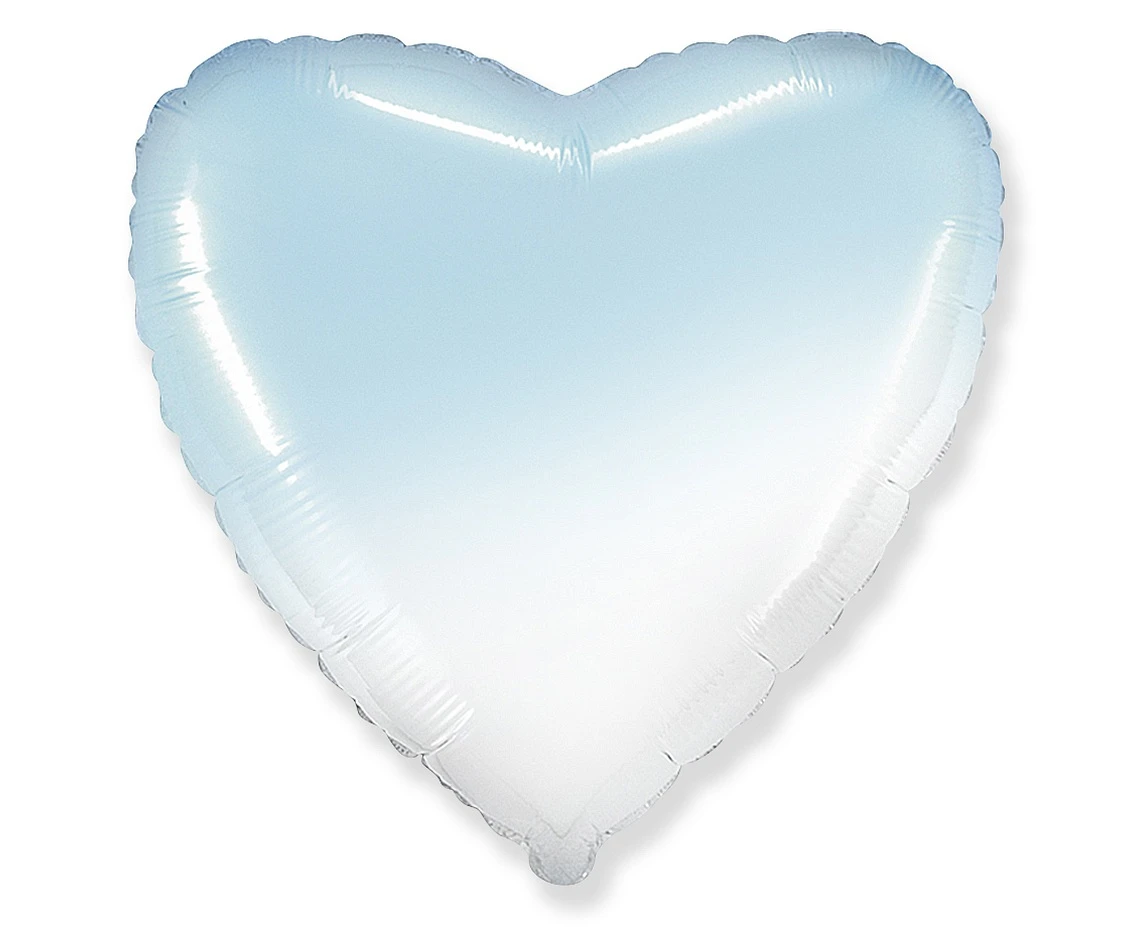 Foil balloon 18" FX - Heart (white-blue gradient),  unpacked (flat)
