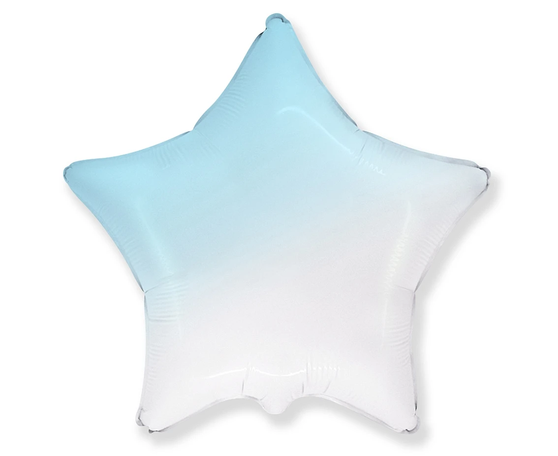 Foil balloon 18" FX - Star (white-blue gradient),  unpacked (flat) EOL