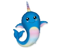 Foil balloon 14" FX - Narwhal,  unpacked (flat)