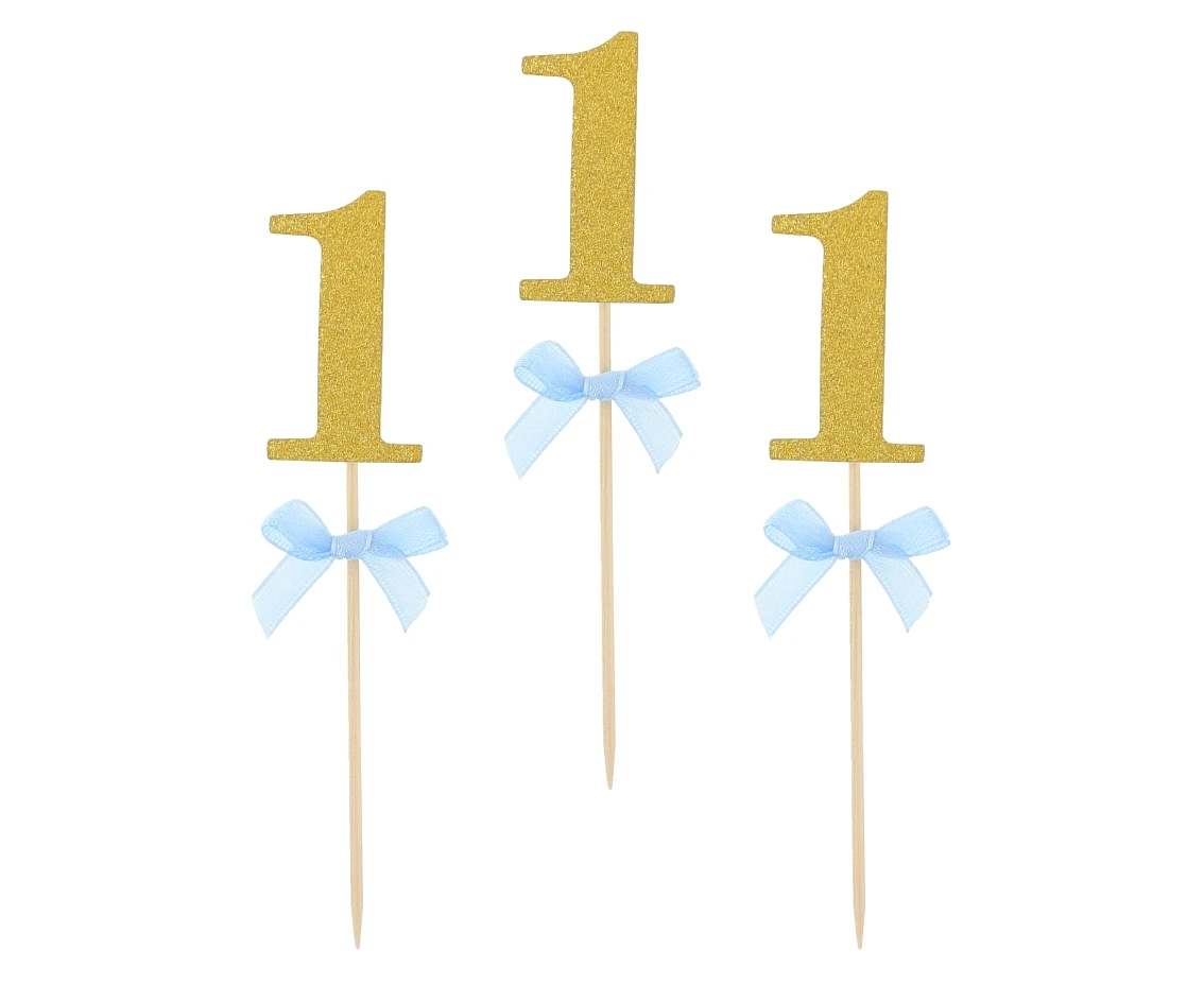 Cake picks 1st Birthday, blue, 10 pcs