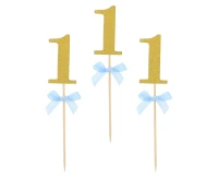 Cake picks 1st Birthday, blue, 10 pcs