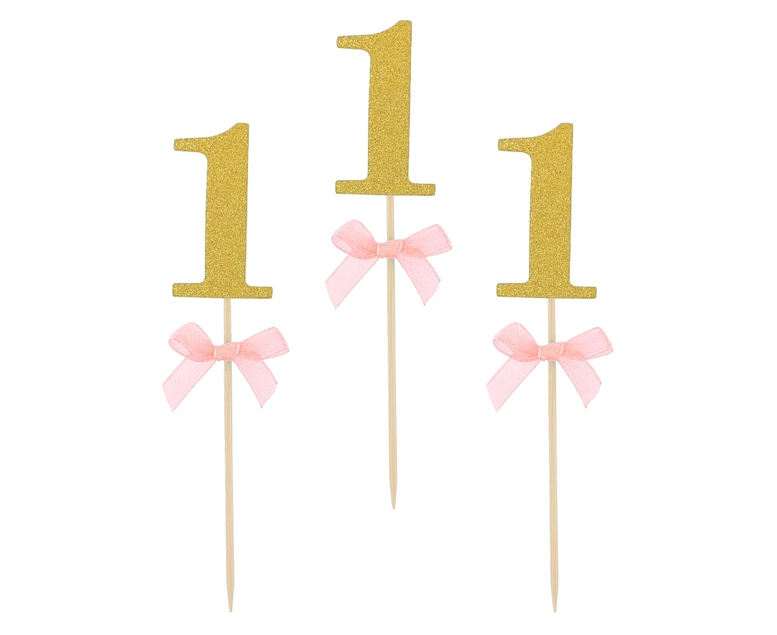 Cake picks 1st Birthday, pink, 10 pcs