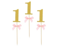 Cake picks 1st Birthday, pink, 10 pcs
