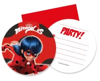 Invitations with envelopes Miraculous, 6 pcs EOL
