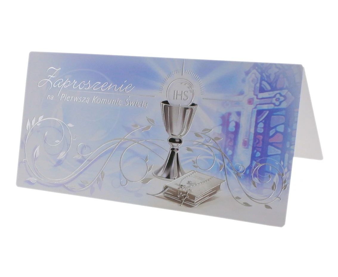 1st communion invitations, light blue, 10 pcs.