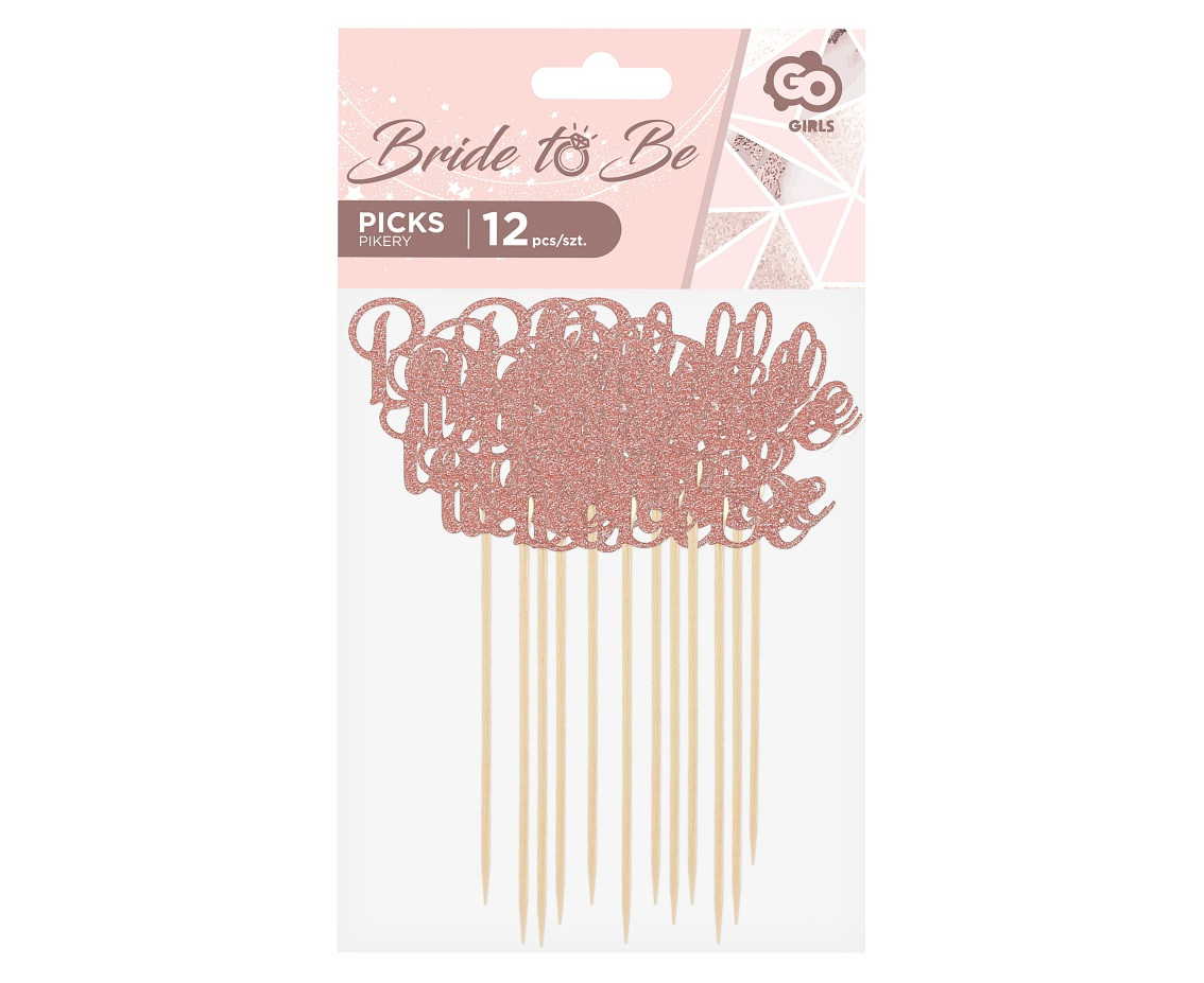 Bride to be picks, rose gold, 12 pcs