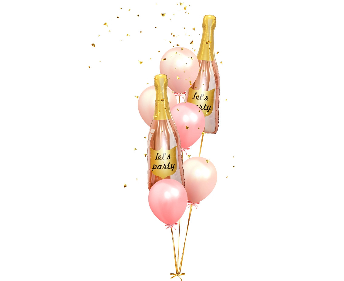 Champagne foil balloon, rose gold, 91x40 cm