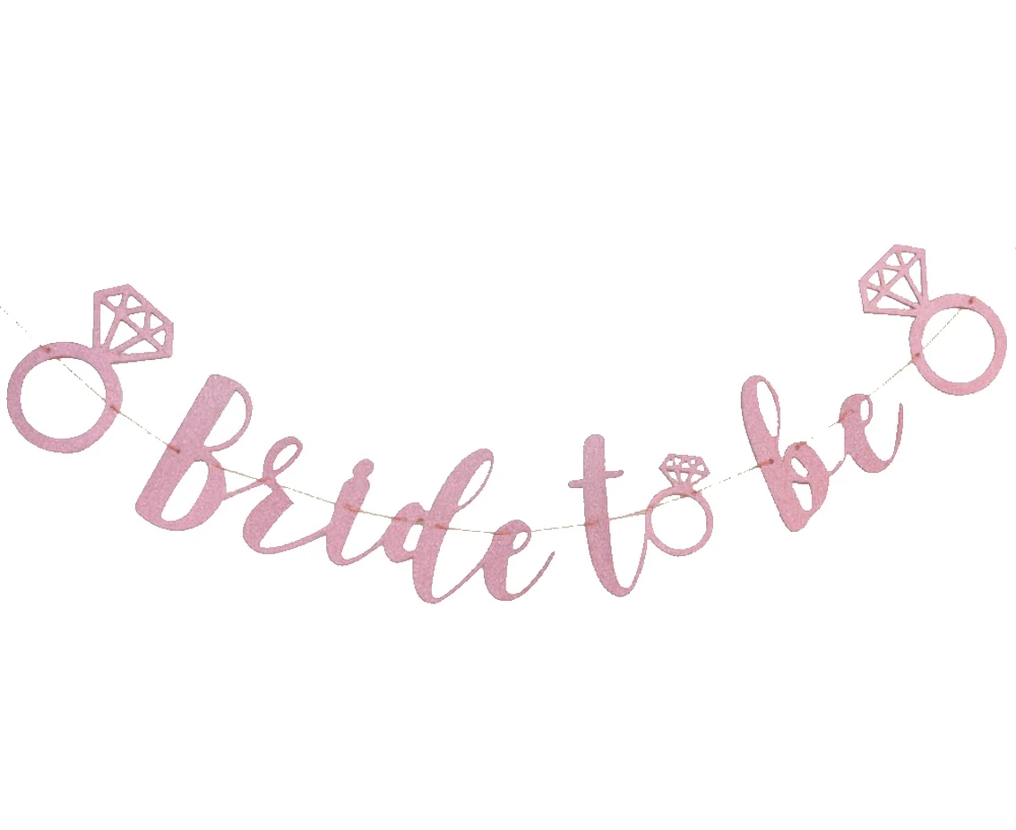 Bride to Be paper garland, glitter pink, 300 cm