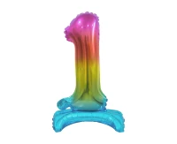 B&C foil balloon Standing digit 1, rainbow, 38 cm