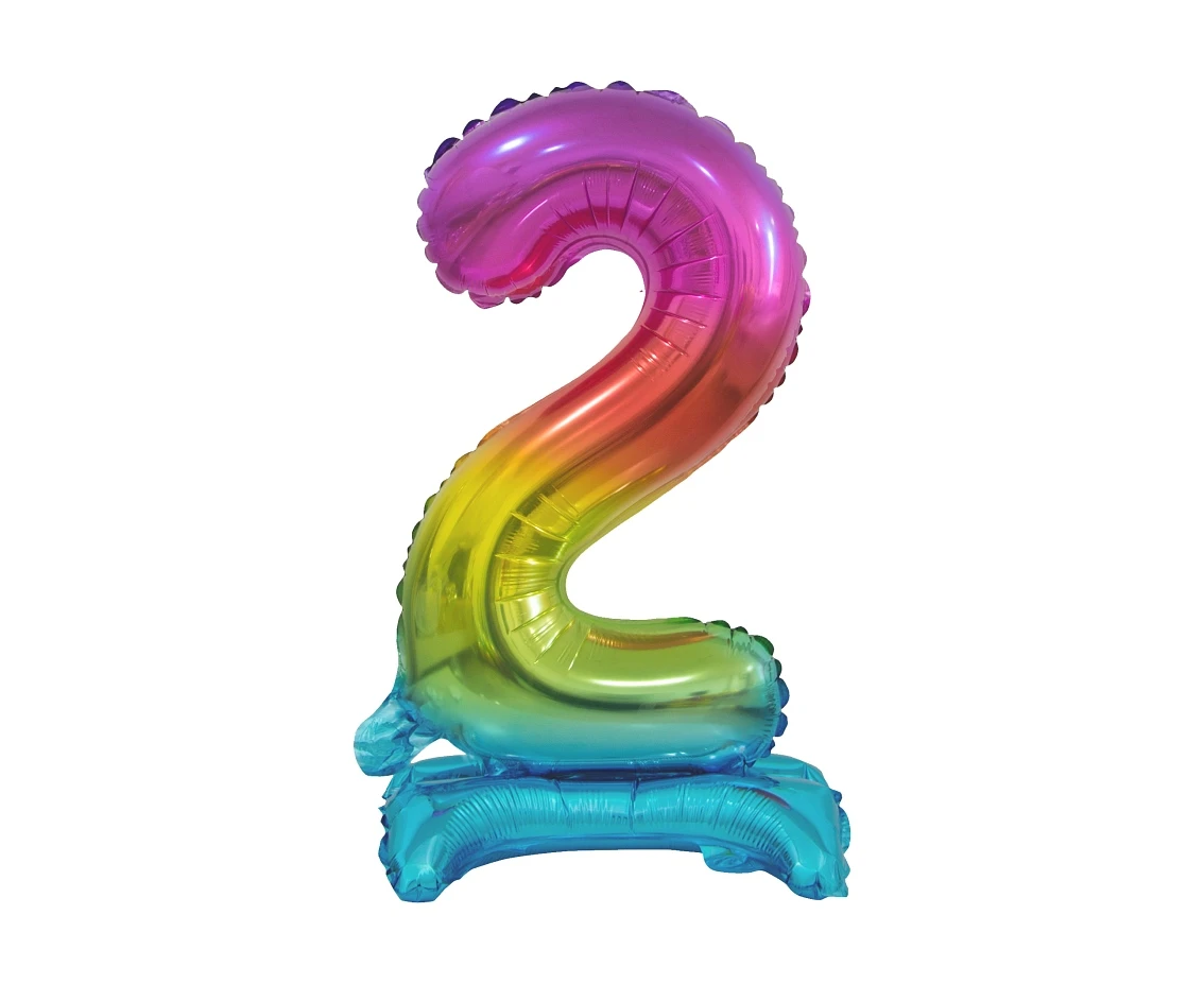 B&C foil balloon Standing digit 2, rainbow, 38 cm