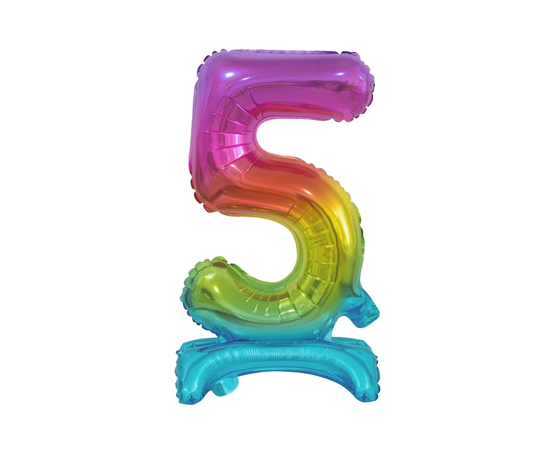B&C foil balloon Standing digit 5, rainbow, 38 cm