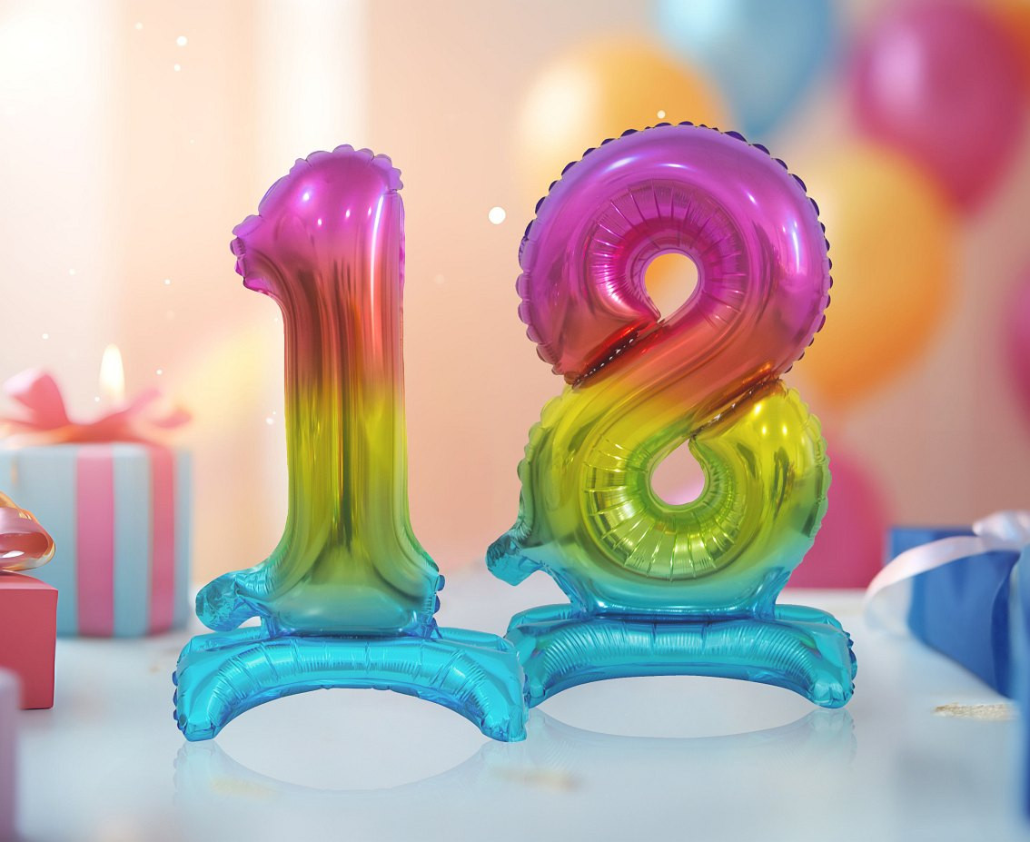 B&C foil balloon Standing digit 8, rainbow, 38 cm
