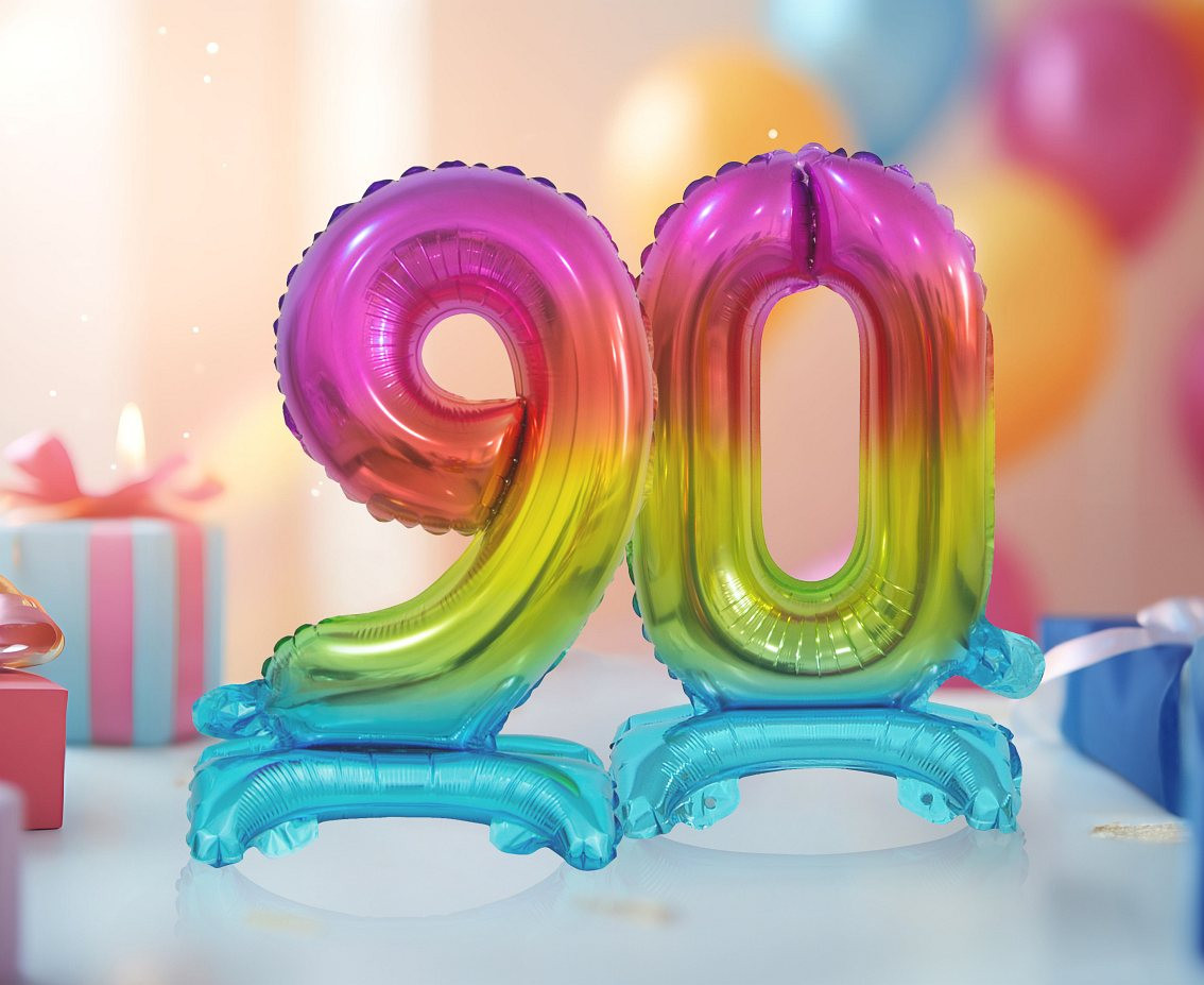 B&C foil balloon Standing digit 9, rainbow, 38 cm