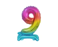 B&C foil balloon Standing digit 9, rainbow, 38 cm