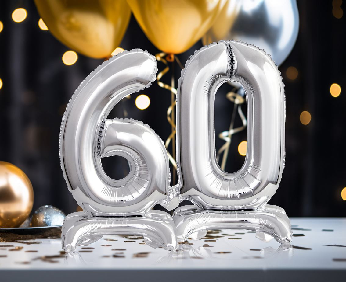 B&C foil balloon Standing digit 6, silver, 38 cm EOL