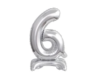 B&C foil balloon Standing digit 6, silver, 38 cm EOL
