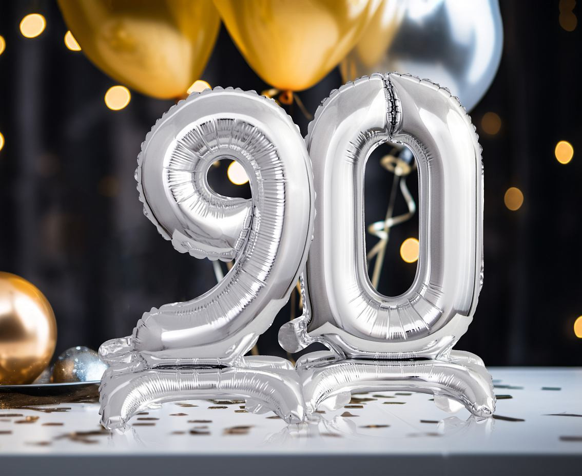 B&C foil balloon Standing digit 9, silver, 38 cm EOL