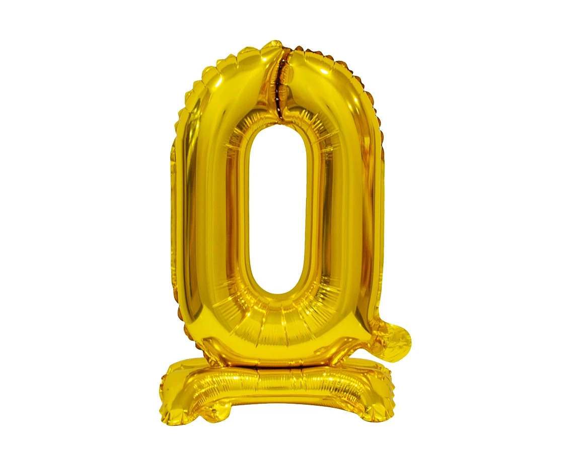 B&C foil balloon Standing digit 0, gold, 38 cm