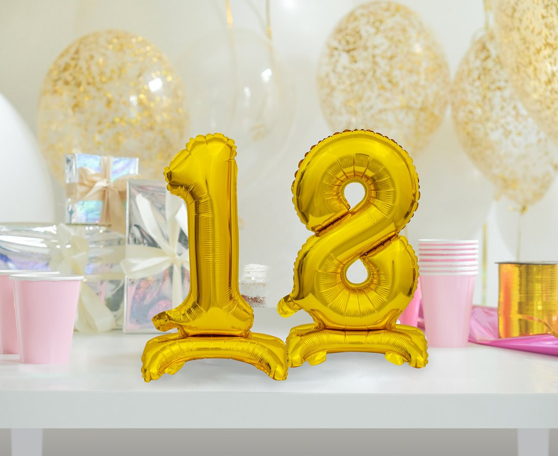 B&C foil balloon Standing digit 1, gold, 38 cm