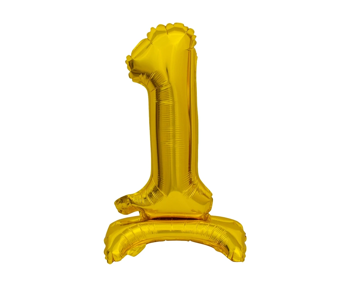 B&C foil balloon Standing digit 1, gold, 38 cm