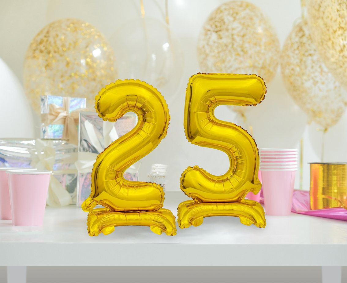 B&C foil balloon Standing digit 2, gold, 38 cm