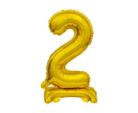 B&C foil balloon Standing digit 2, gold, 38 cm