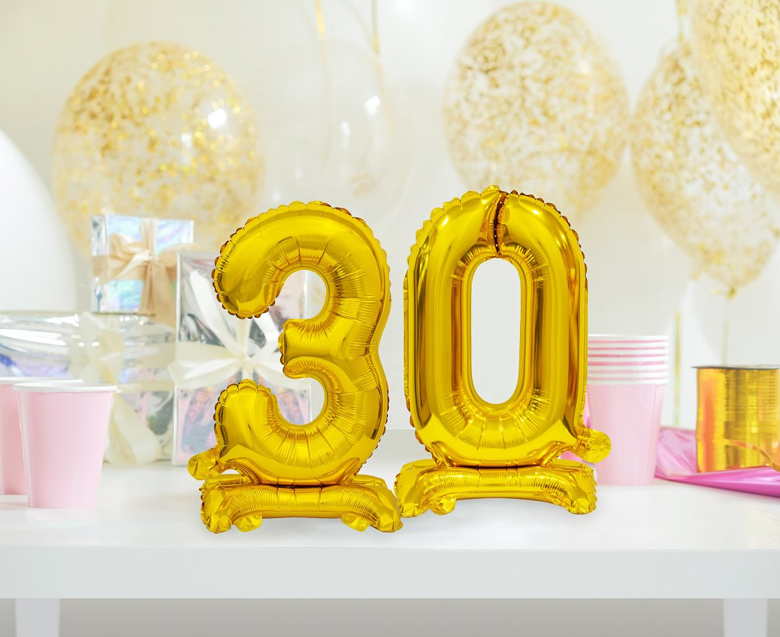 B&C foil balloon Standing digit 3, gold, 38 cm