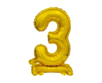 B&C foil balloon Standing digit 3, gold, 38 cm