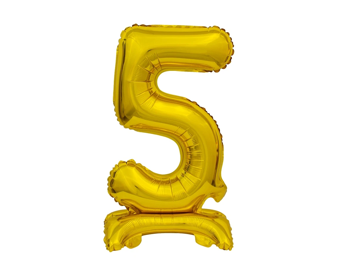 B&C foil balloon Standing digit 5, gold, 38 cm