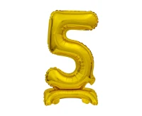 B&C foil balloon Standing digit 5, gold, 38 cm