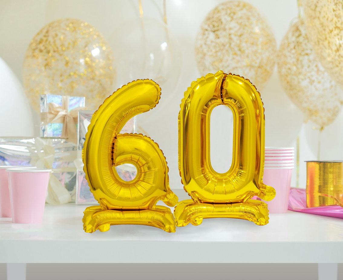 B&C foil balloon Standing digit 6, gold, 38 cm