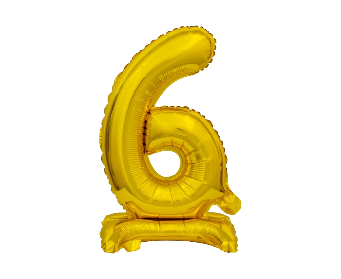 B&C foil balloon Standing digit 6, gold, 38 cm