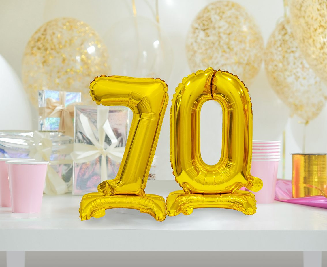B&C foil balloon Standing digit 7, gold, 38 cm