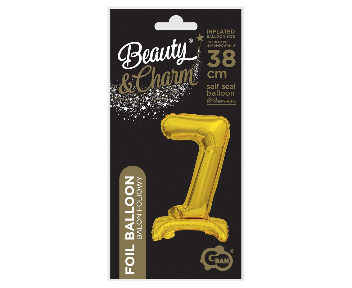 B&C foil balloon Standing digit 7, gold, 38 cm