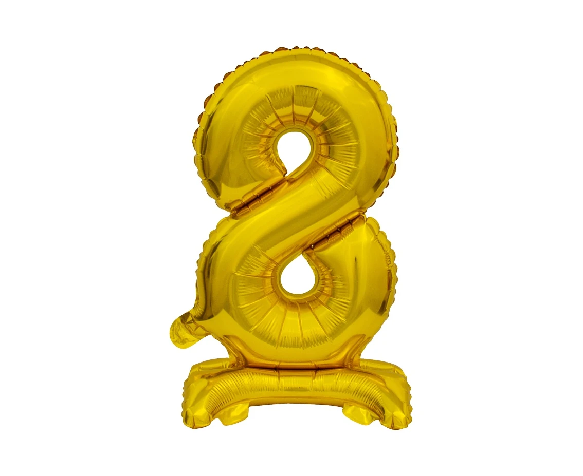B&C foil balloon Standing digit 8, gold, 38 cm