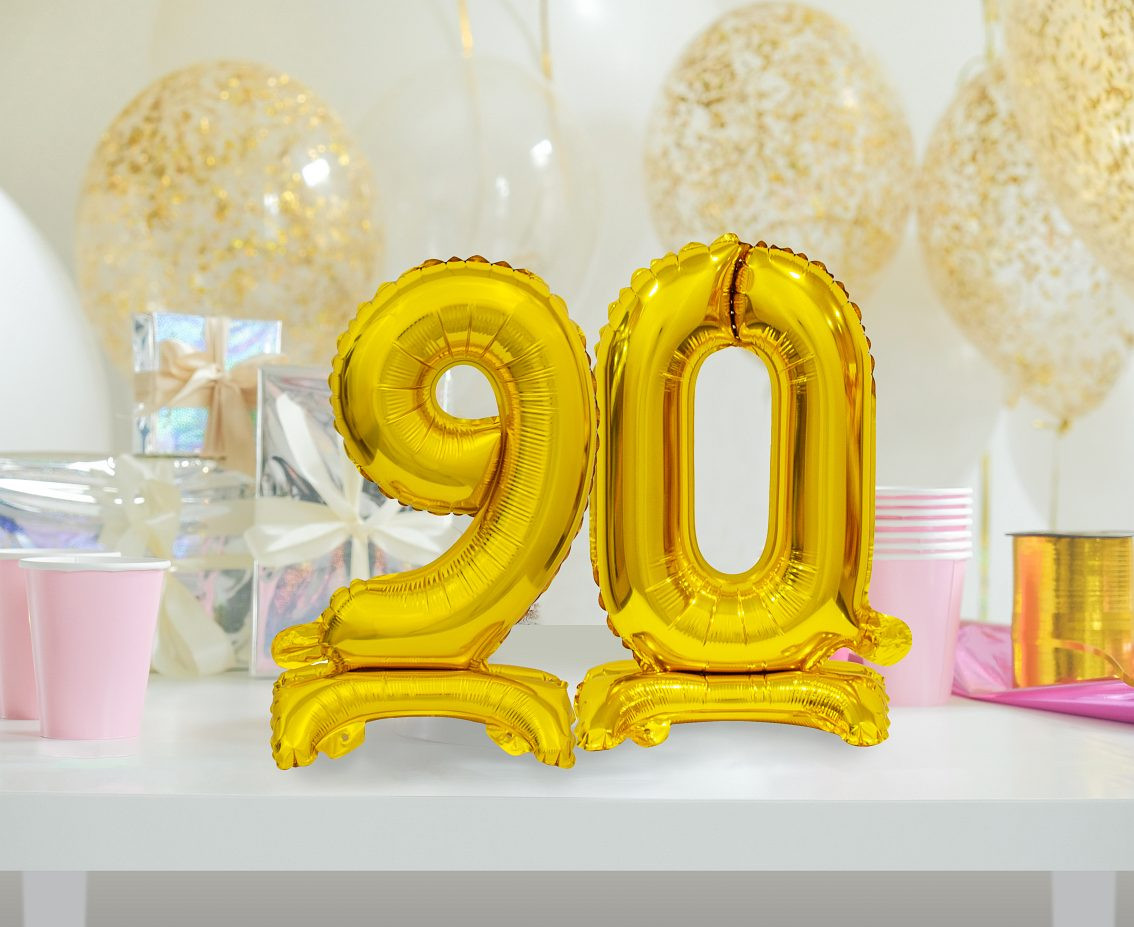 B&C foil balloon Standing digit 9, gold, 38 cm
