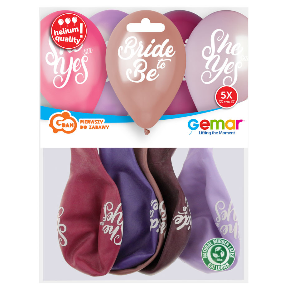 Balloons Gemar 13", premium helium ladies night, metallic, 5pcs EOL