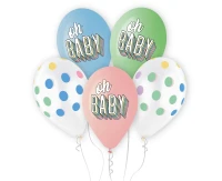 Balloons Gemar 13", pastel premium helium oh baby, 5pcs EOL