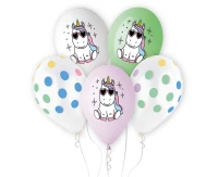 Balloons Gemar 13", pastel premium helium happy unicorn, 5pcs